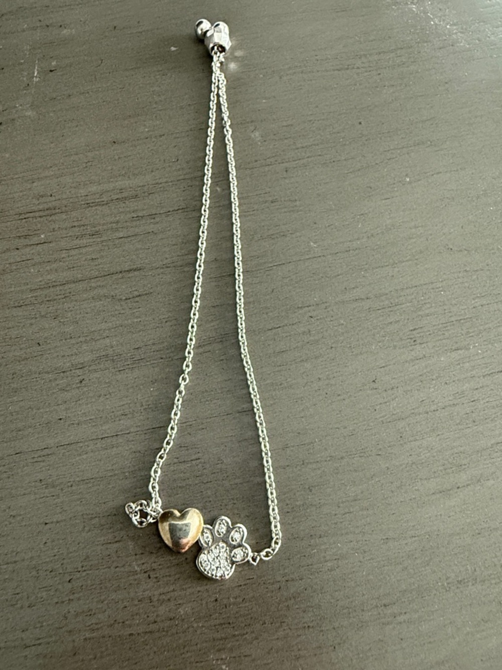 Silver Heart and Pavé Paw Bracelet - Women Jewelry